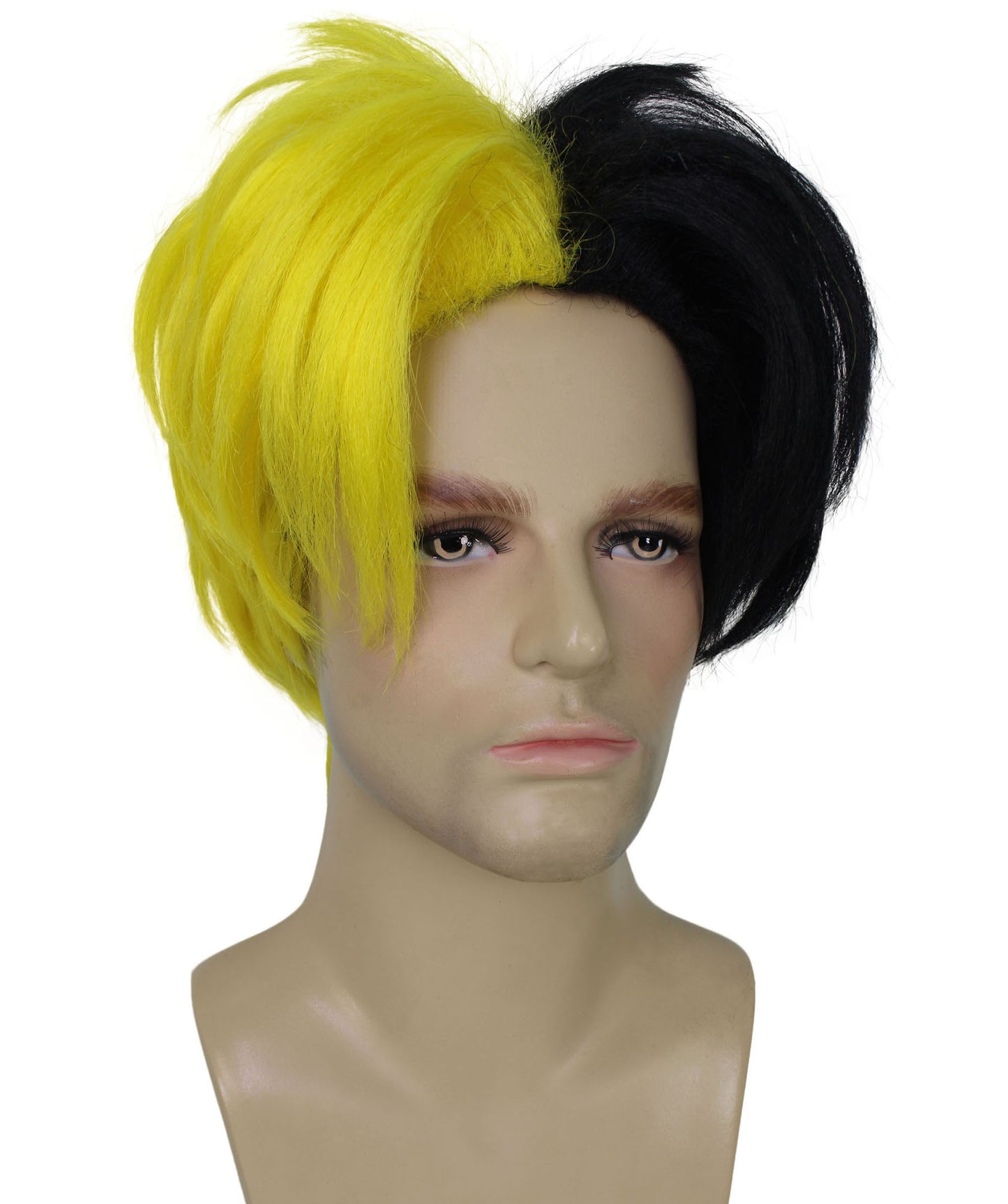 Wigs2you H-6918 アニメ風ビジョナリーショート 黒と黄色のウィッグ｜ハロウィンにぴったり｜難燃性合成繊維