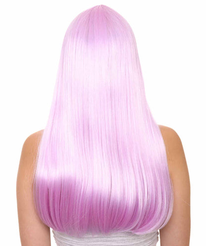 ロングボブライトパープル女性用ウィッグ H-3342 華やかなパーティーイベント準備完了のハロウィンウィッグ プレミアム通気性のあるキャップレスキャップ