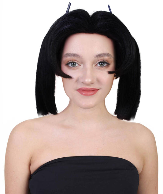 ハロウィーンのために完全な分けられたフリンジが付いているWigs2youの大人の女性のH-5888悪魔の黒のツインテールのかつら 難燃性の合成繊維