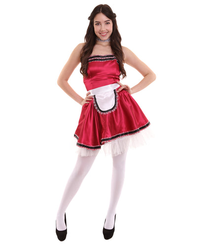 女性用 JCO-344_16 フレンチメイド制服コスプレ ダークレッドコスチューム