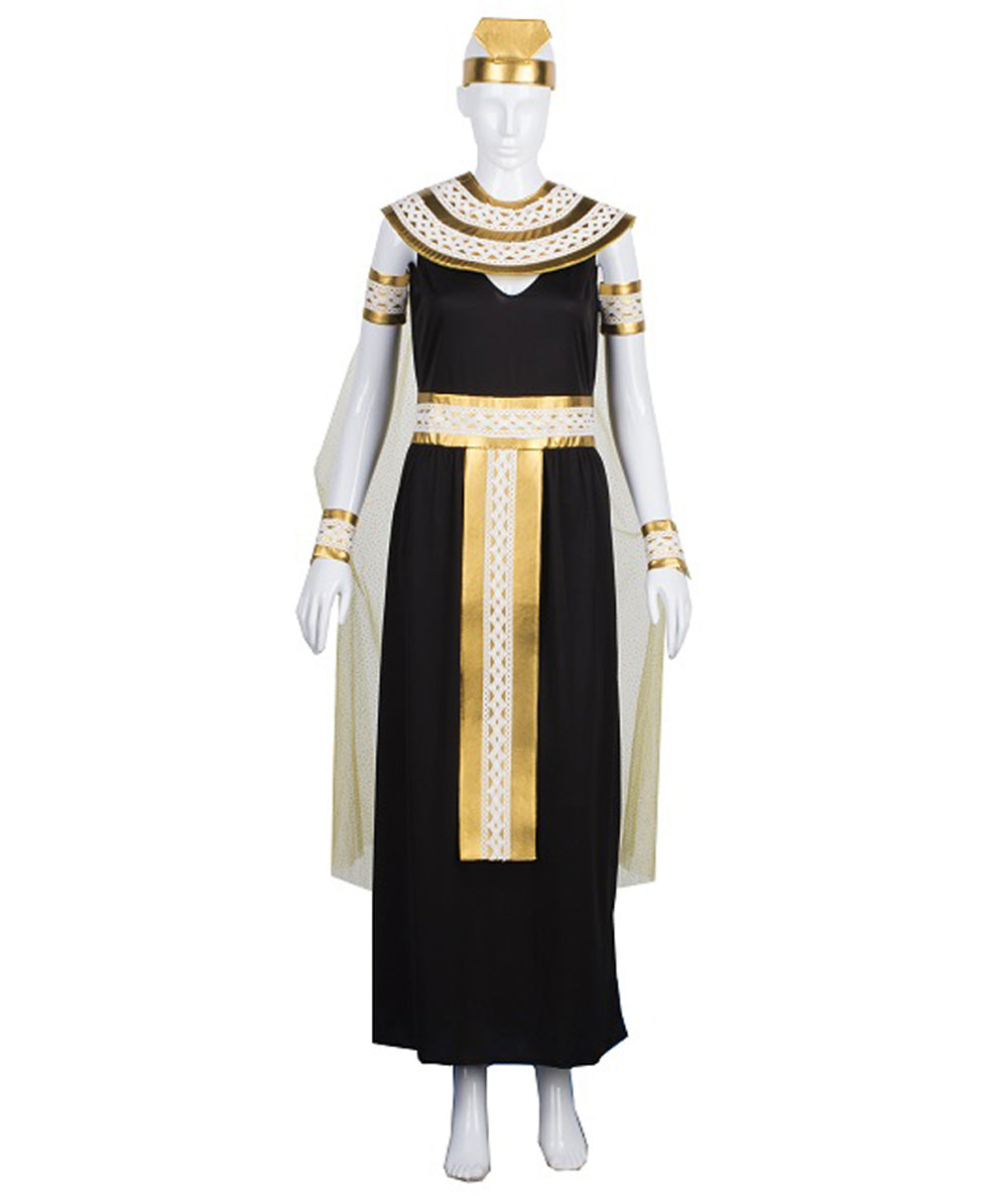 女性 JCP-191 のエジプト女王 歴史的 ハロウィンコスチューム ブラックとゴールド コスプレコスチューム
