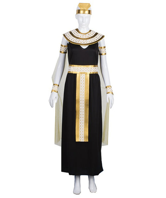 女性 JCP-191 のエジプト女王 歴史的 ハロウィンコスチューム ブラックとゴールド コスプレコスチューム
