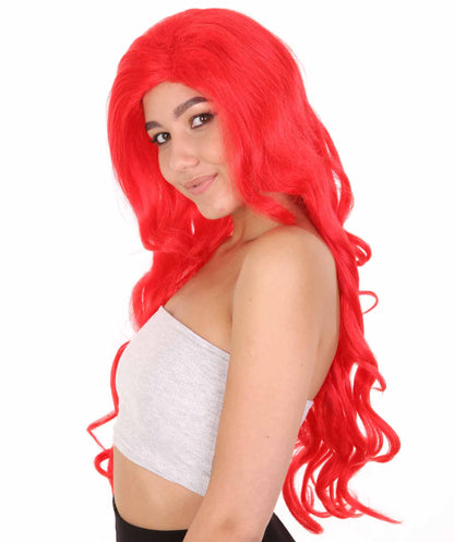 女性用 リトルマーメイド アリエルウィッグ H-4651 レッド プリンセスウィッグ プレミアム通気性キャップレスキャップ