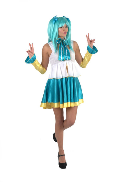大人の女性用 JCA-003 スクールアイドル3点セットコスチューム ホワイト ブルー ハロウィン衣装