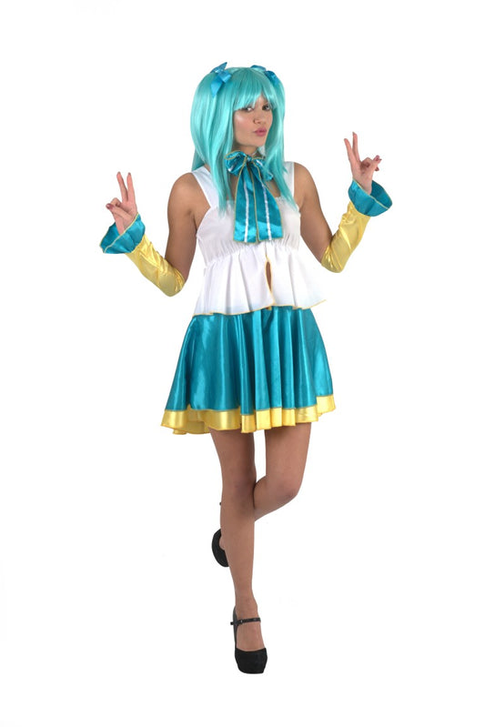 大人の女性用 JCA-003 スクールアイドル3点セットコスチューム ホワイト ブルー ハロウィン衣装