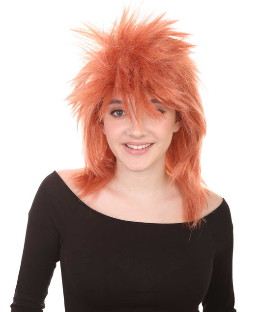 Wigs2you ハロウィン パーティー プレミアム H-1310 簡単に着用でき 快適なフィット感 80 年代女性ピーチ ロッカー スタイルウィッグ