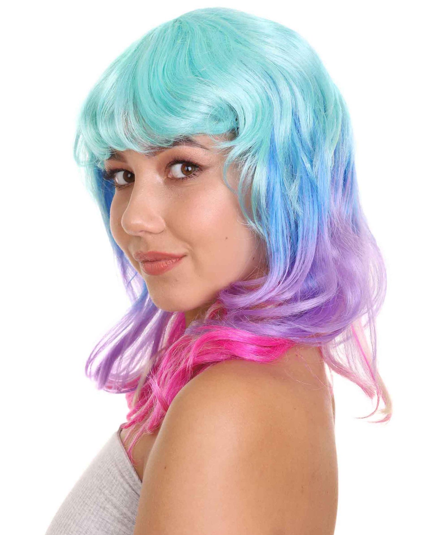 ハロウィンパーティープレミアム レディース H-5263 マルチレインボーミディアムウィッグ