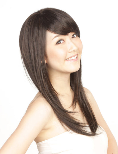 定番の人気商品です！ストレートロングスタイル  ウィッグ1つで簡単にサラサラヘアーに！ ウィッグネット付き W-407