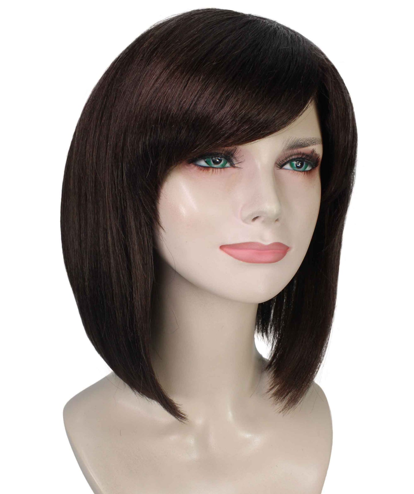 女性用ブラウンストレートトレンディイントロvertedボブウィッグ H-5272 プレミアムハロウィンパーティーウィッグコレクション