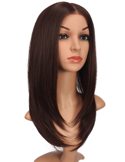 Ages 30-40 Youngsters Long Straight LW-006 Lace wig with a center-parted long style; the bangs are lace front, comes with a wig net