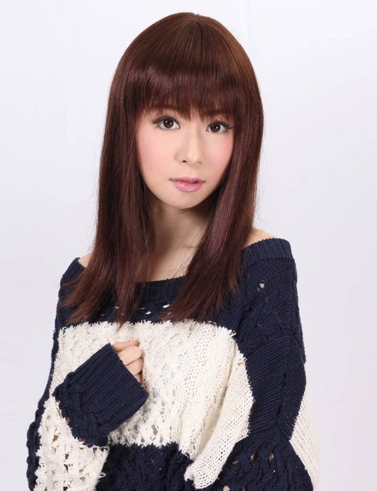 人毛100％！ストレートロングウィッグ。女性らしく綺麗！ ウィッグネット付きHH-165 