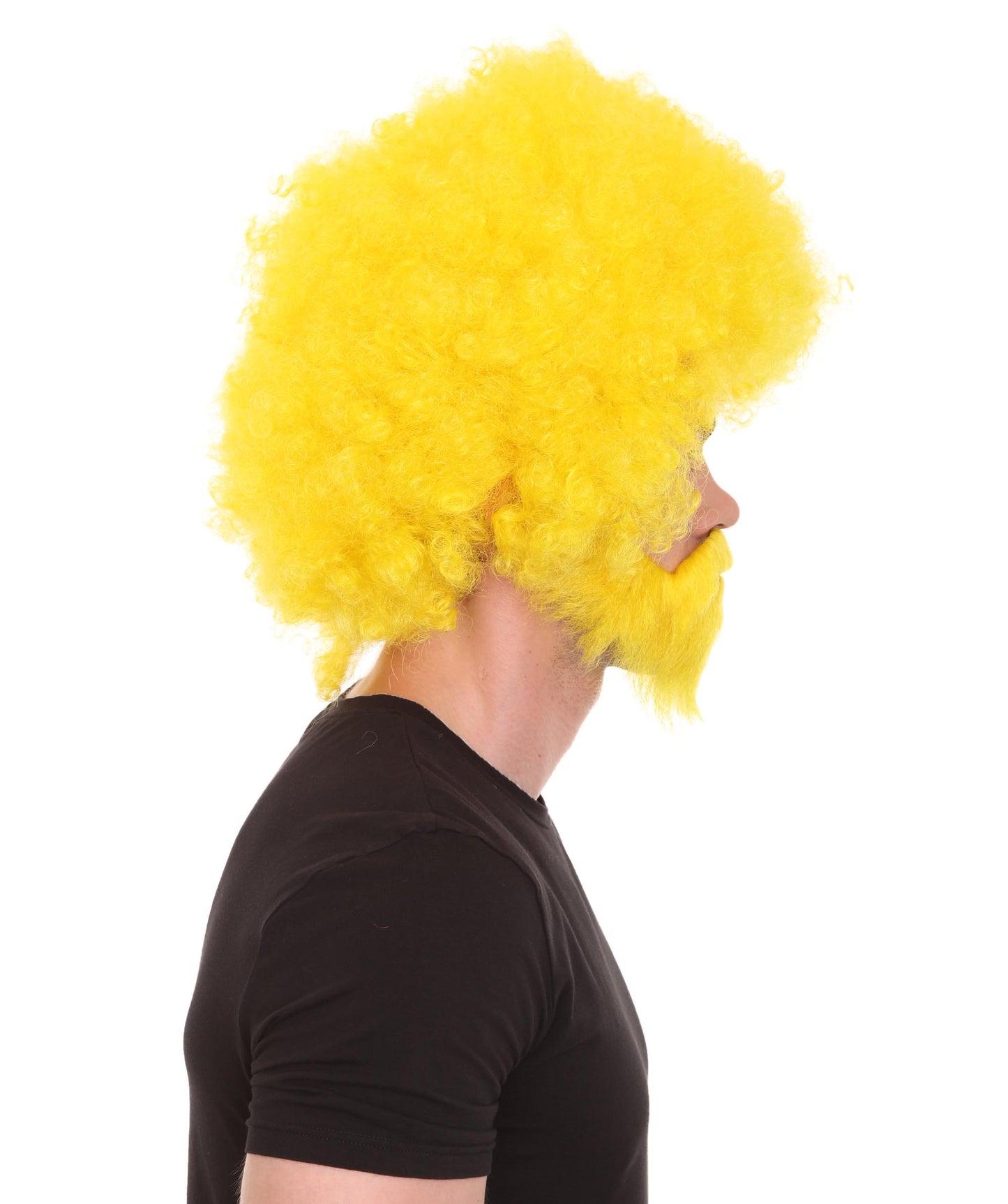 大人 男女兼用 80年代 画家風 アフロウィッグ 顎髭と口髭セット イエロー H-5129 シンプルでクラシックなセレブコスチューム プレミアムハロウィンウィッグ