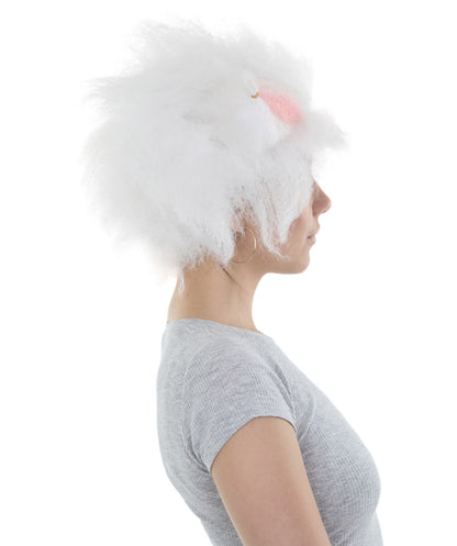 ハロウィンパーティ プレミアムレディース H-5112 ホワイト フラッフィキャットウィッグ ピンクの耳付き