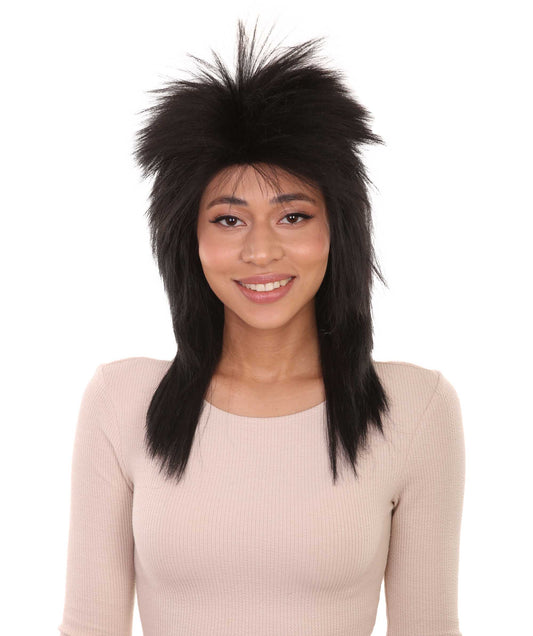 Wigs2you ハロウィン パーティー プレミアム H-1322 簡単に着用でき 快適なフィット感 80 年代女性ブラック ロッカー スタイルウィッグ