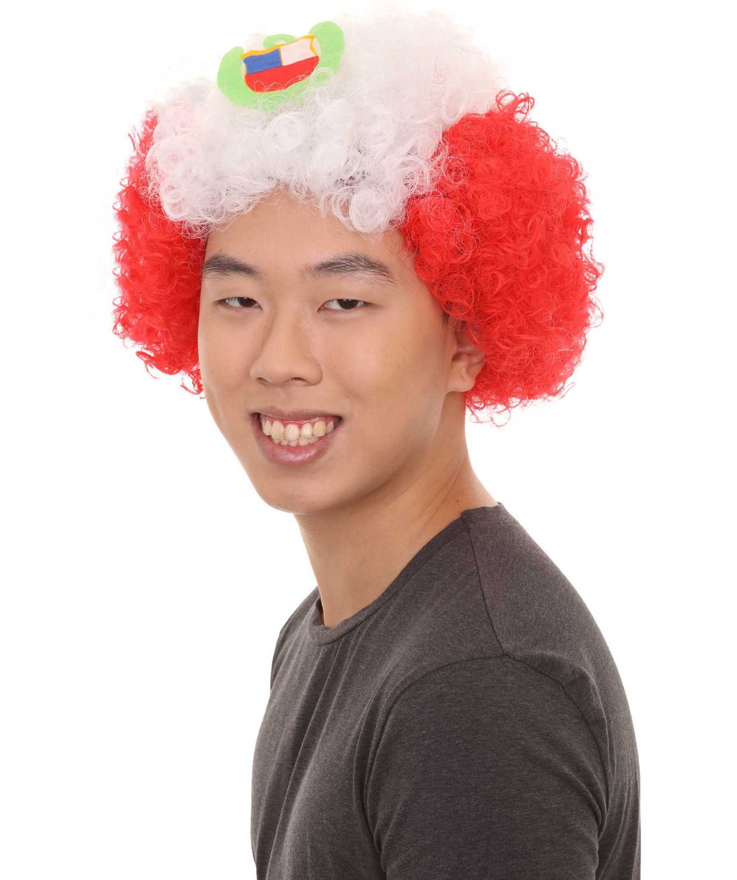 Wigs2you H-3758 ペルー国旗スポーツアフロウィッグジャンボ赤白かつら