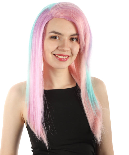 女性用ロングストレートサイドパートコスプレウィッグ ミックスピンク H-5220_24 ファンシースタイル プレミアムハロウィンパーティーウィッグコレクション