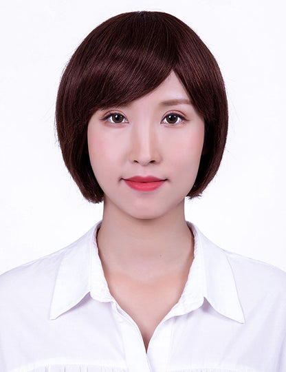 30歳〜40歳 若者の短い HT-019 100% ヒューマンヘア ナチュラルエレガンス ハンドタイド ヒューマンヘア束