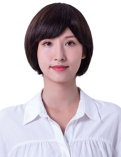 30歳〜40歳 若者の短い HT-019 100% ヒューマンヘア ナチュラルエレガンス ハンドタイド ヒューマンヘア束