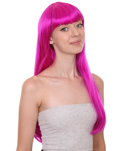 ロングボブネオンフューシャ女性用ウィッグ H-3362 華やかなパーティーイベント準備完了のハロウィンウィッグ プレミアム通気性のあるキャップレスキャップ