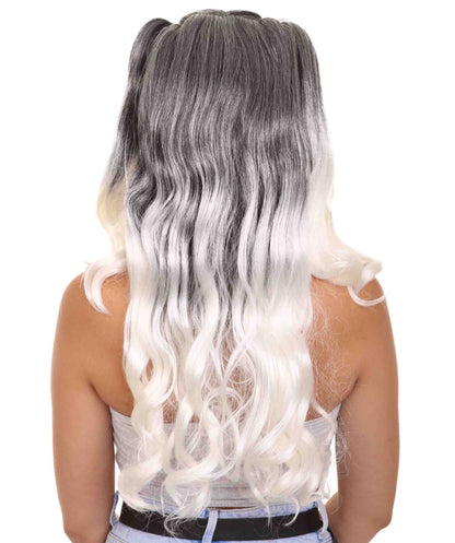 Wigs2you ハロウィンパーティープレミアムレディース H-1862 華やかに見えるツートーンドリー ブラック＆ホワイトウィッグ