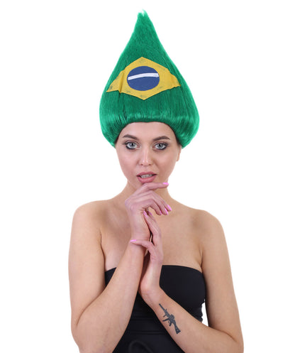 Wigs2youハロウィンパーティープレミアムレディースH-1881 着けやすい 非常に快適 ブラジル国旗トロールウィッグ