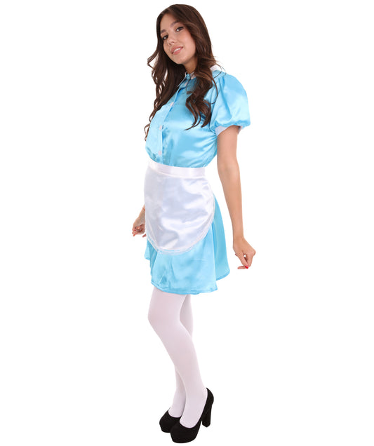 大人用女性の JCO-328_18 フレンチエプロンメイド制服 レイクブルー コスプレコスチューム