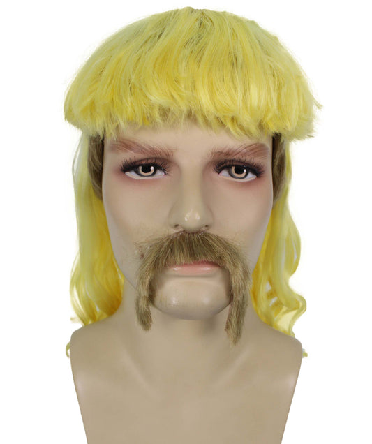 ハロウィンパーティープレミアムメンズH-5565_LYLライトイエローマレットウィッグとヒゲセット