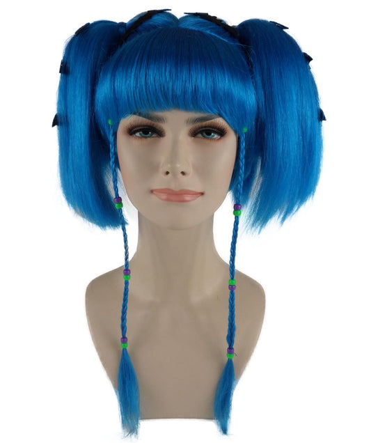 Wigs2you ハロウィンパーティープレミアム レディース H-706 バットエンジェルウィッグ ネオンブルー色