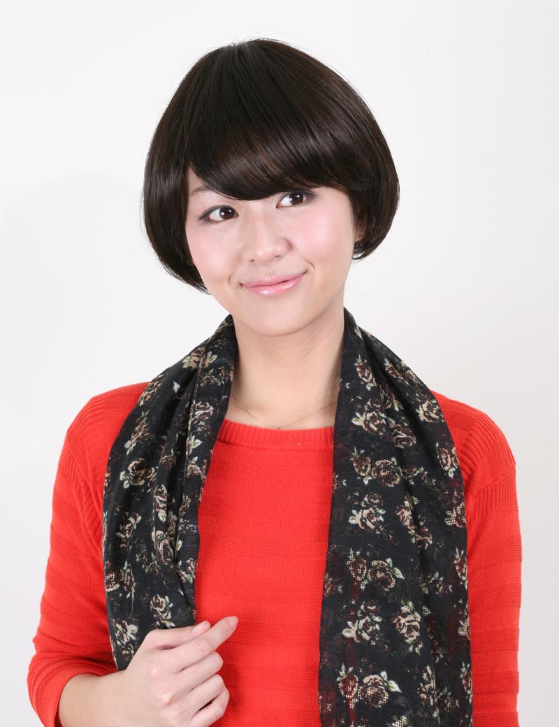 "耐熱商品☆ショートでも可愛くオシャレに♪ 丸みのあるシルエットが綺麗なショートボブスタイル♪ ウィッグネット付き♪W-554 "