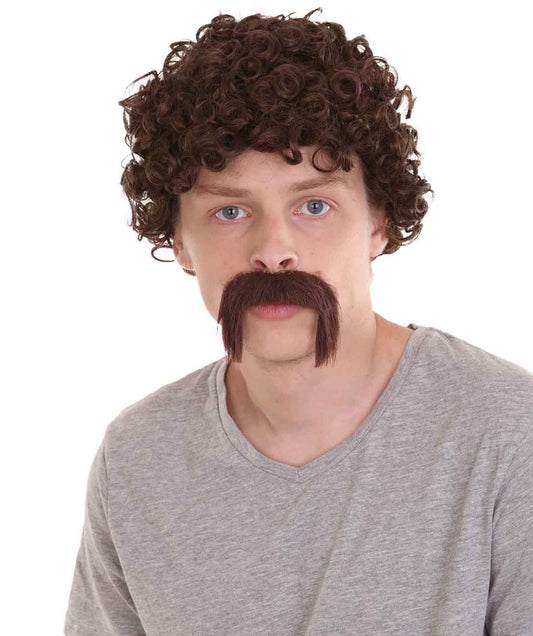 Wigs2you.com メンズ ウィッグ ブラウン アフロ 口ひげ付き キャラクター風 ハロウィン・仮装・パーティー用 合成繊維 耐熱仕様 H-2224