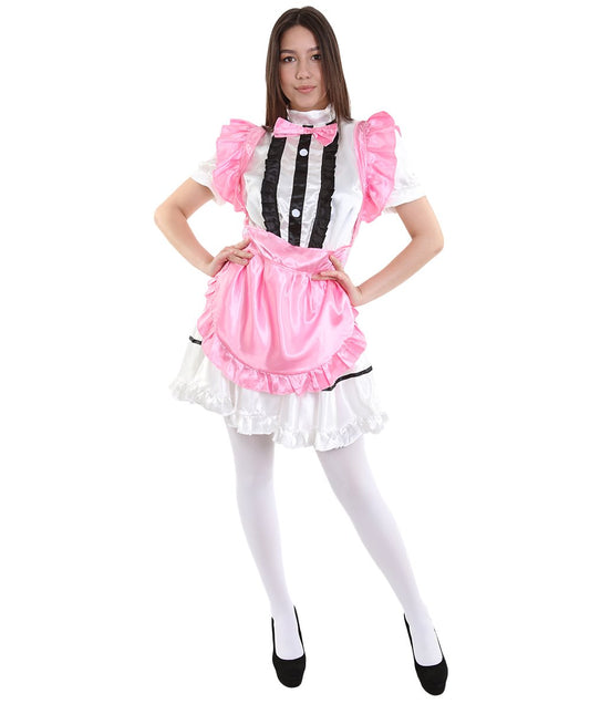 女性用 JCO-326_12 アニメ コスプレ フレンチメイド ファンシー ドレス ダークピンク コスプレ コスチューム