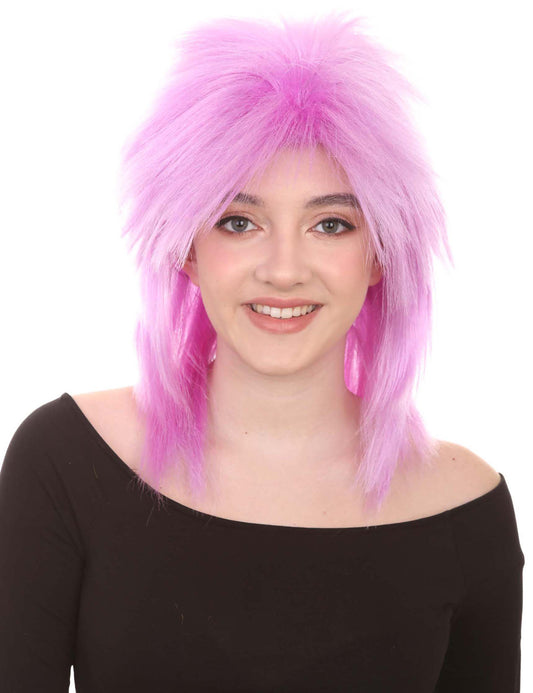 Wigs2you ハロウィン パーティー プレミアム H-1318 簡単に着用でき 快適なフィット感 80 年代女性パープル ロッカー スタイルウィッグ