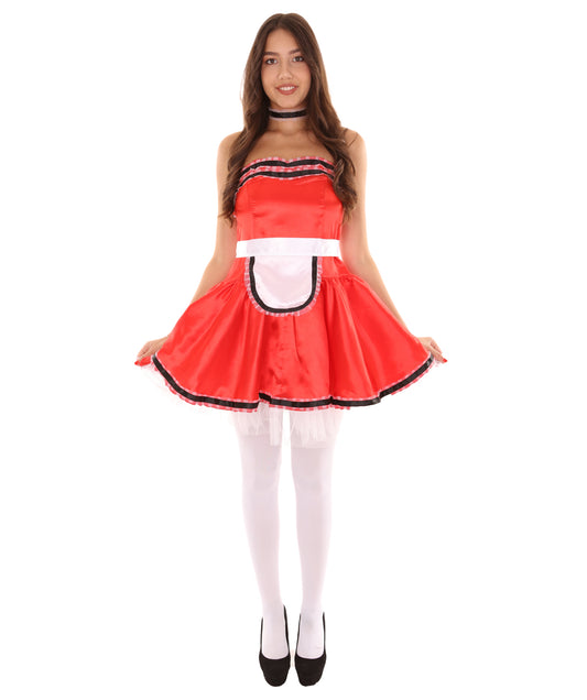 女性用 JCO-344_15 フレンチメイド制服コスプレ レッドコスチューム