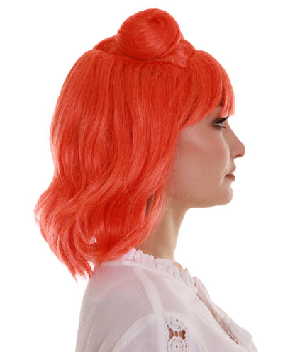 ハロウィンパーティープレミアム H-5279 女性用 オレンジ ストレート ショルダーレングス トレンディ スペースバンズウィッグ オレンジ