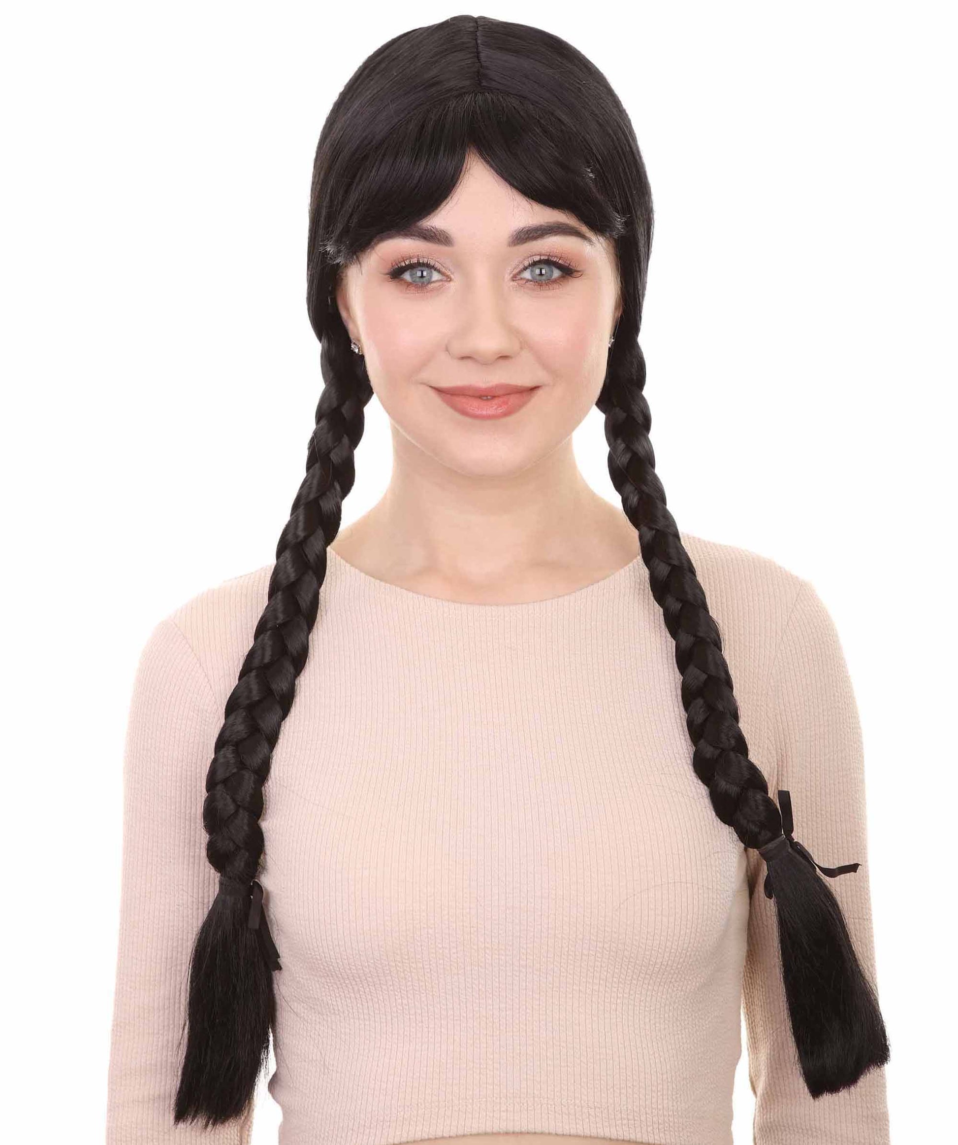 大人の女性用ダッチガールブラックウィッグ H-3633 ハロウィンに最適 難燃性シンセティックファイバー