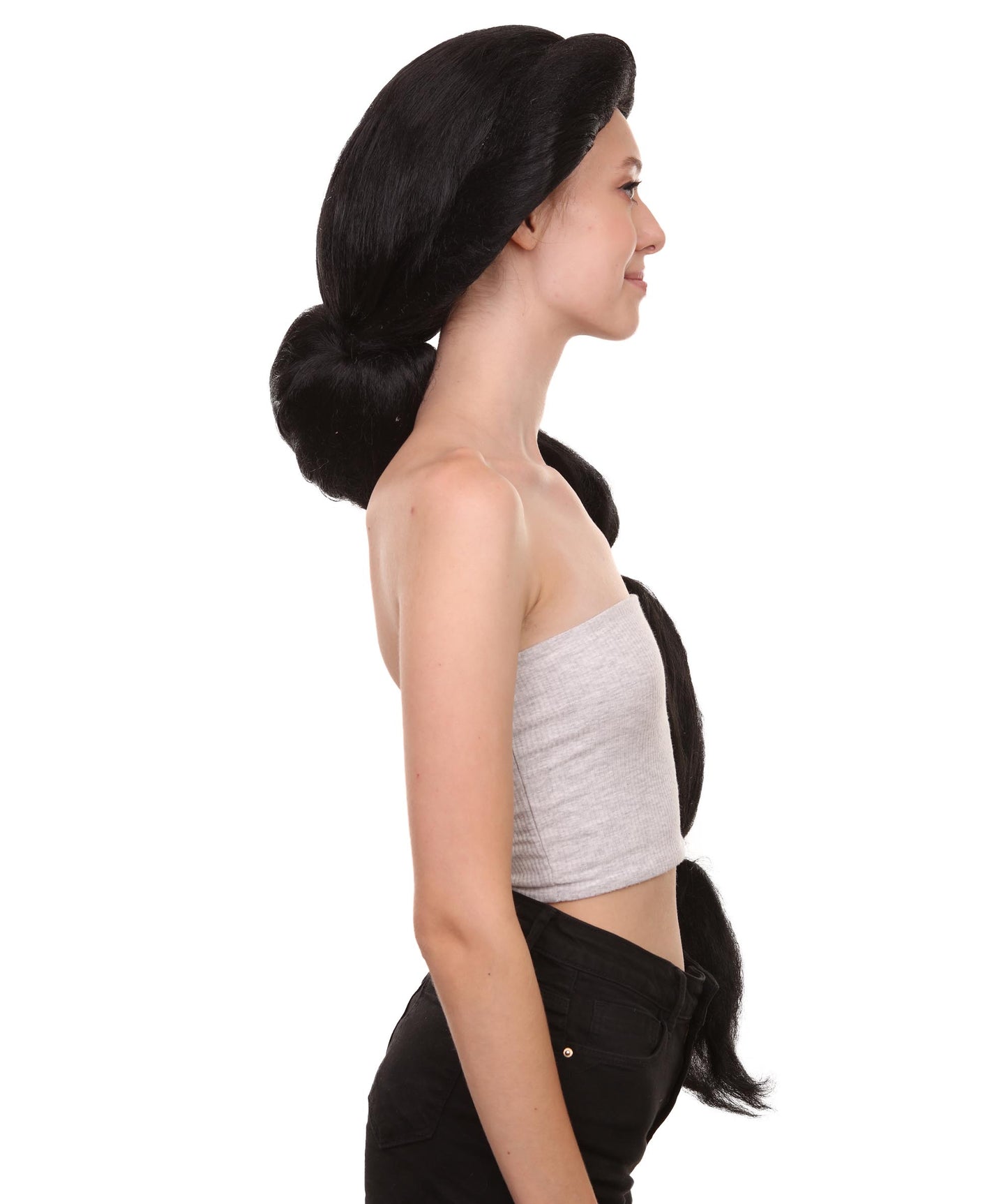 ハロウィンパーティ プレミアムレディース H-5181 プリンセスジャスミン 大きな編み込みブラックウィッグ