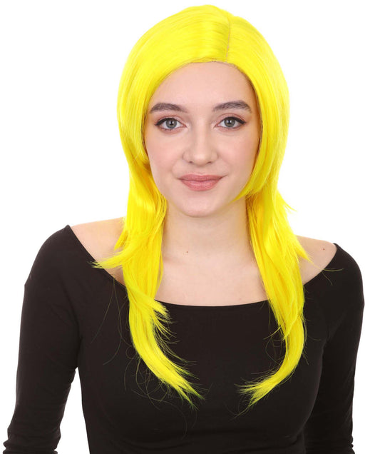 Wigs2you ハロウィンパーティープレミアム H-960 3レイヤーのパーティーガールウィッグ ネオンイエロー色