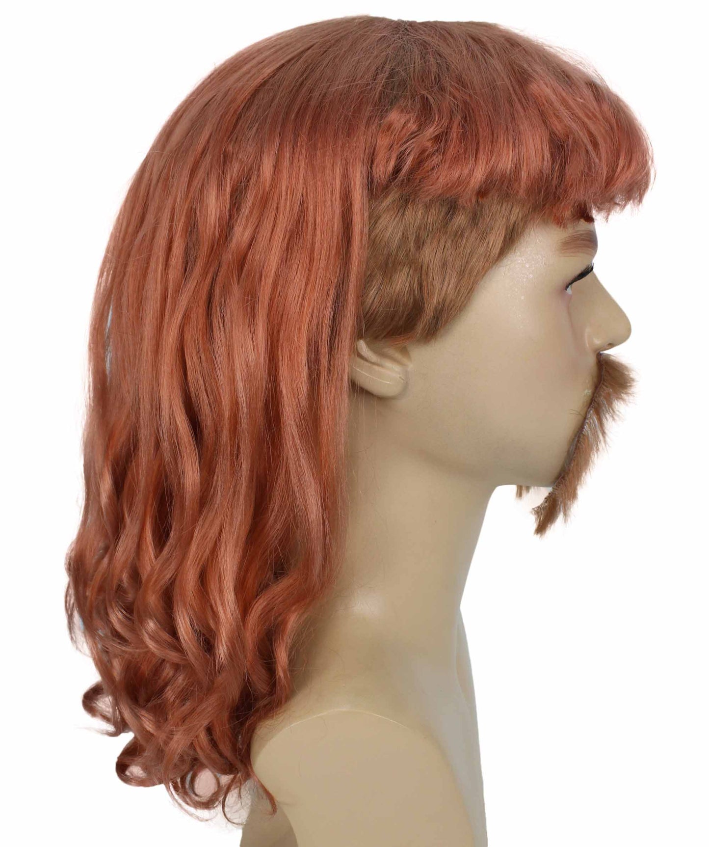 ハロウィンパーティープレミアムメンズH-5565_ABRオーバーンブラウンマレットウィッグとヒゲセット