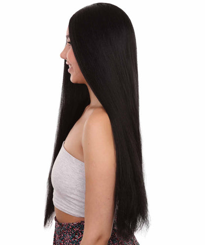 プレミアムハロウィンパーティー H-5374 女性用 アニメーションファミリーパーティーウィッチコスプレ レースフロントウィッグ ブラック