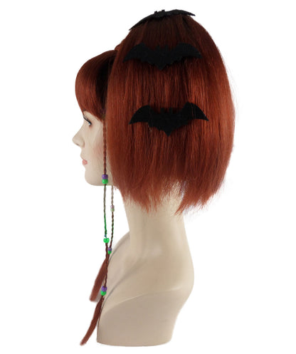 Wigs2you ハロウィンパーティープレミアム レディース H-693 バットエンジェルウィッグ ダークオーバーン色 サイドスイープ ボムシェル ウィッグ