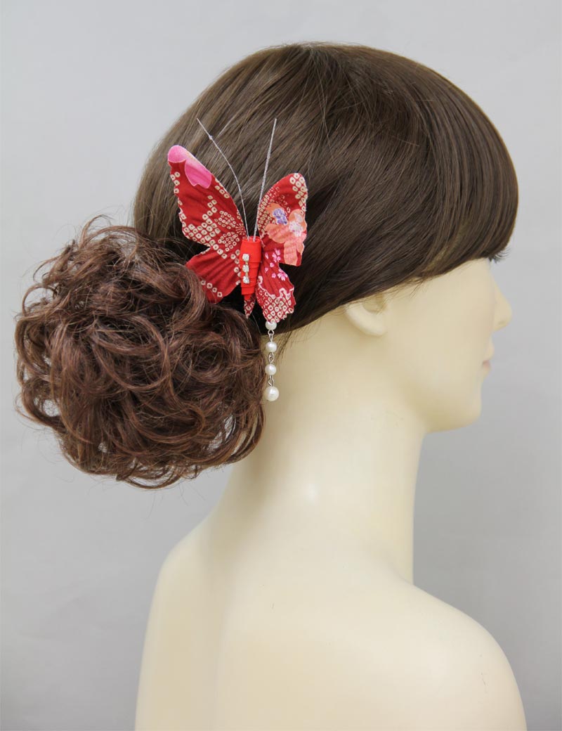 女性 W-8425 の可愛いシニョンフラフィーカーリーフラワールックバンズヘアスタイル チャコールゴールデンオーバン混合 合成繊維
