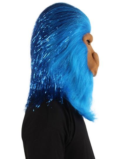 ハロウィンパーティープレミアムメンズ H-5647-BL ヘアリーユニセックスエイプティンセルマスクのみ 青 軟らかい合成繊維