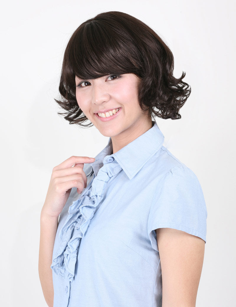 "耐熱商品☆くりくりカールで可愛く仕上がりました！人気のショートスタイルです♪ ウィッグネット付き♪ W-568 "