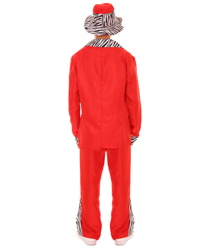 男性 JCP-174 のスウィートダディピンプビンテージコスチューム レッド ハロウィンコスチューム