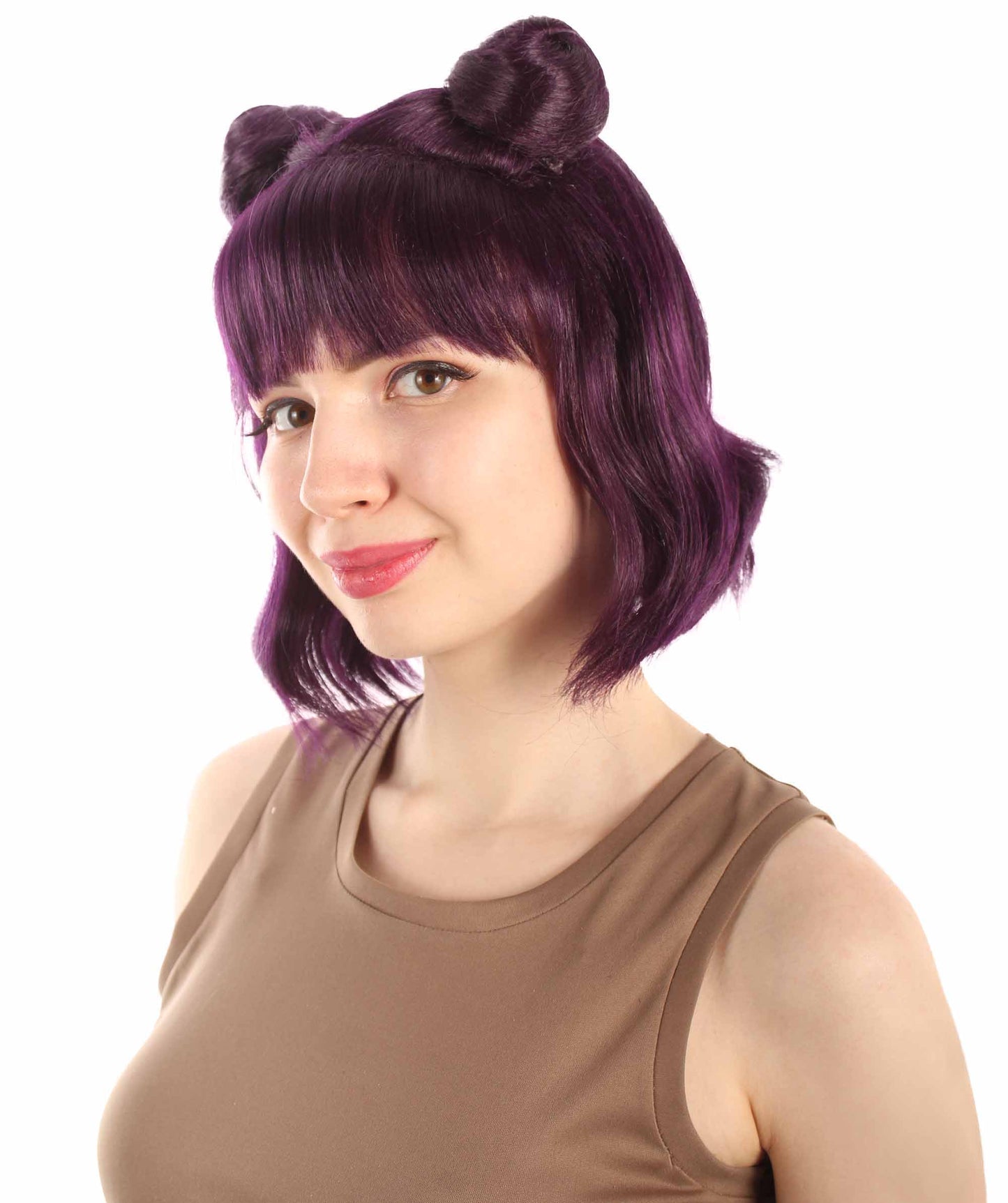 大人の女性用ショートダブルバンスペースギャラクシーウィッグ ダークパープル H-5376_9 女子会とグループコスチューム用ヘア