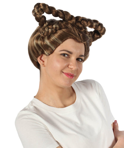 女性用 H-5844 スタームービークイーン ブラウン ブレイデッド ウィッグ ハロウィンに最適 難燃性合成繊維