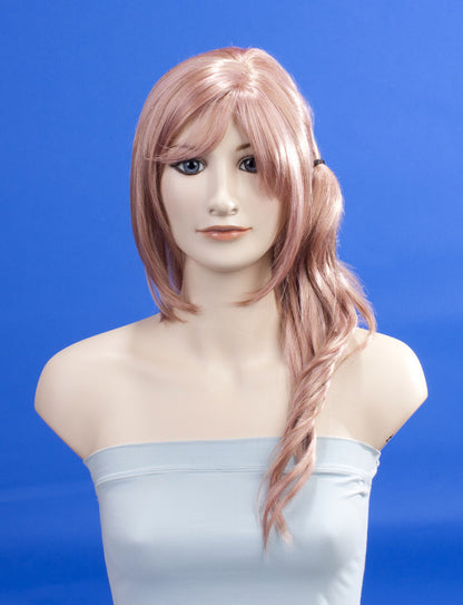 レディースファッション W-723 ロングウェーブ グレーパープル コスプレファンシーパーティーウィッグ