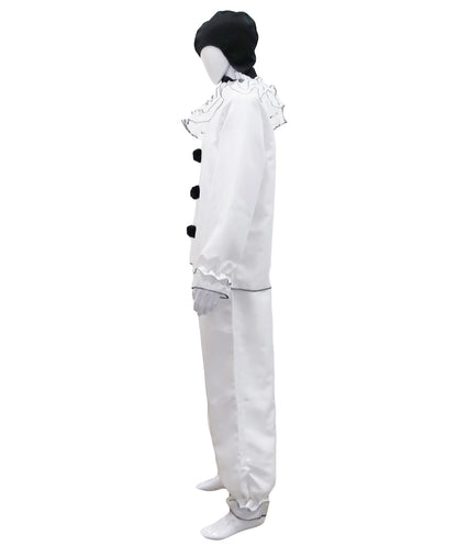 男性 JCP-168 のヴィンテージクラウンスケアリーコスチューム ホワイトハロウィンコスチューム