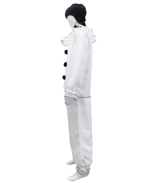 男性 JCP-168 のヴィンテージクラウンスケアリーコスチューム ホワイトハロウィンコスチューム