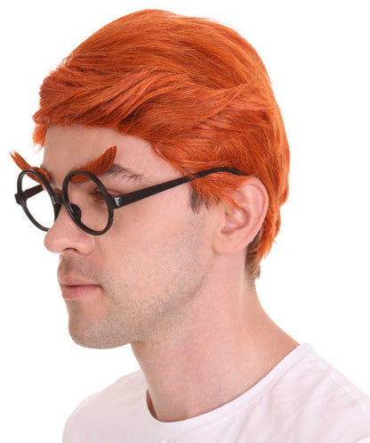 ハロウィンパーティープレミアム H-4853 男性用ショートファニーウィッグ、眼鏡付き